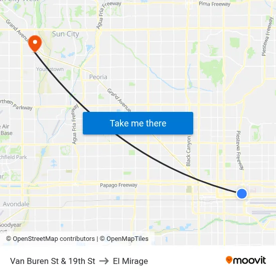 Van Buren St & 19th St to El Mirage map