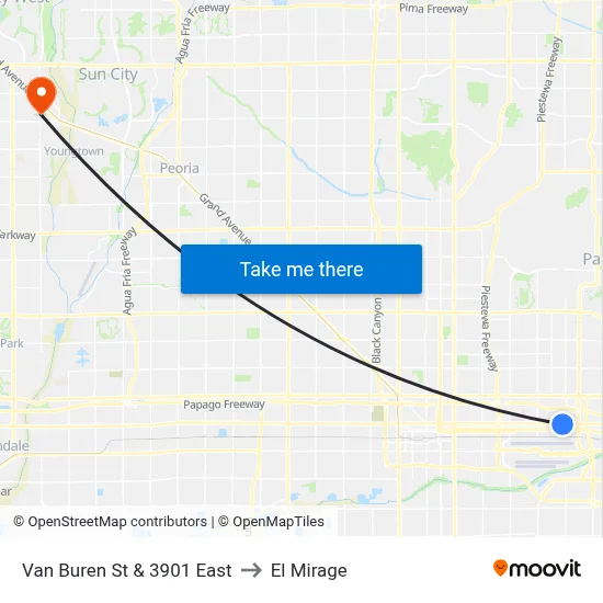 Van Buren St & 3901 East to El Mirage map