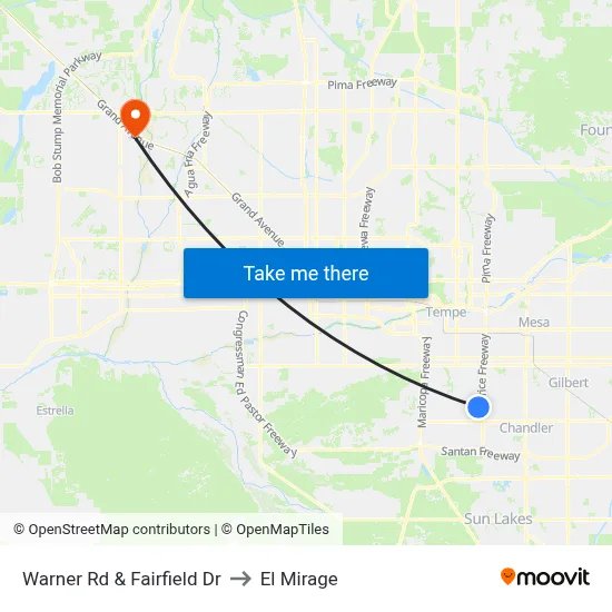 Warner Rd & Fairfield Dr to El Mirage map