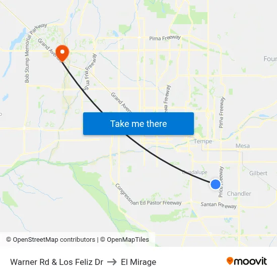 Warner Rd & Los Feliz Dr to El Mirage map