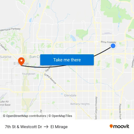7th St & Westcott Dr to El Mirage map