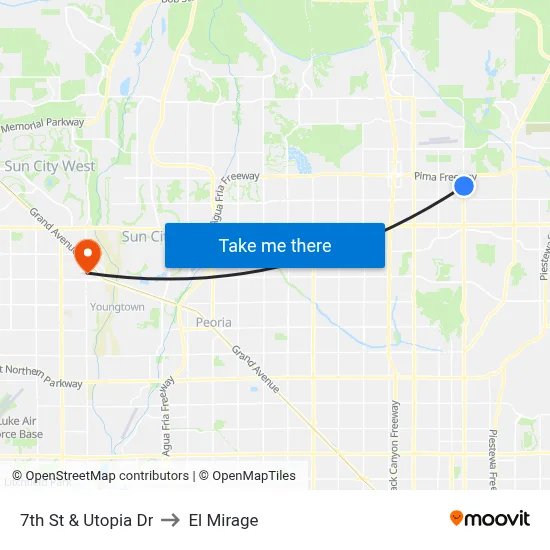 7th St & Utopia Dr to El Mirage map