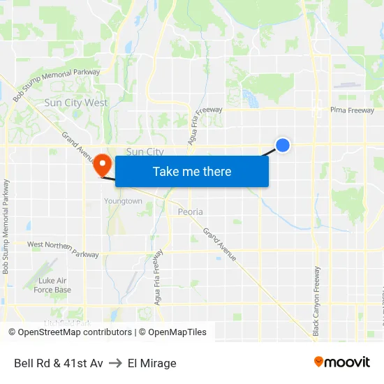 Bell Rd & 41st Av to El Mirage map