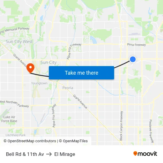 Bell Rd & 11th Av to El Mirage map
