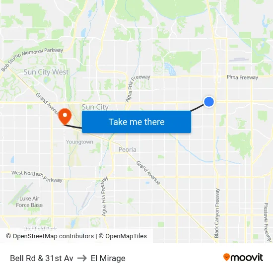 Bell Rd & 31st Av to El Mirage map