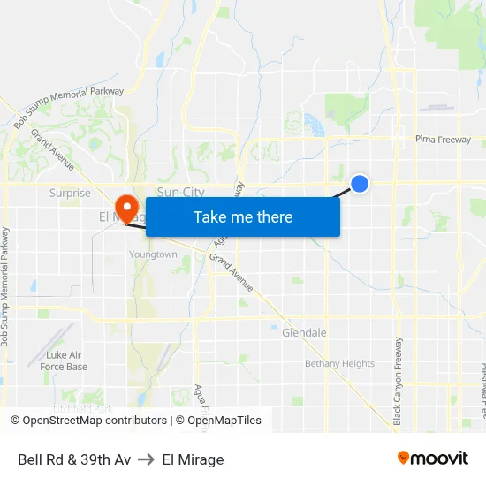 Bell Rd & 39th Av to El Mirage map