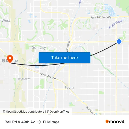 Bell Rd & 49th Av to El Mirage map
