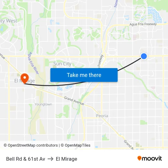 Bell Rd & 61st Av to El Mirage map