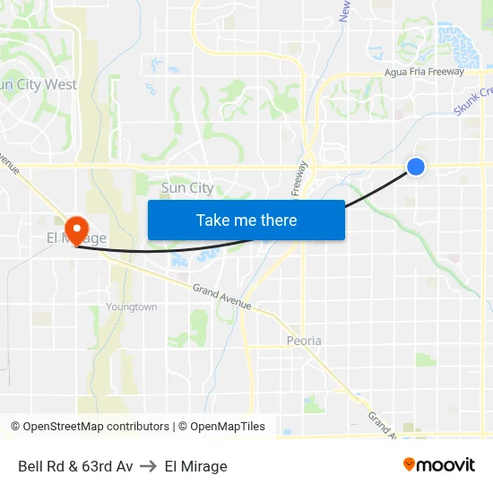 Bell Rd & 63rd Av to El Mirage map