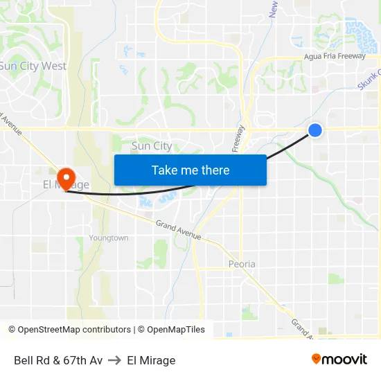 Bell Rd & 67th Av to El Mirage map
