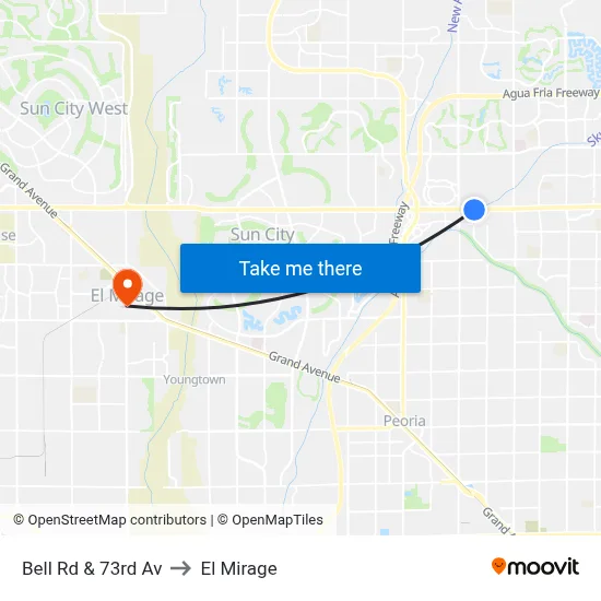 Bell Rd & 73rd Av to El Mirage map