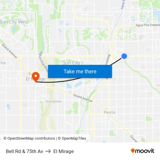 Bell Rd & 75th Av to El Mirage map
