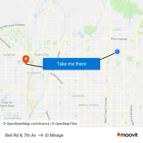 Bell Rd & 7th Av to El Mirage map