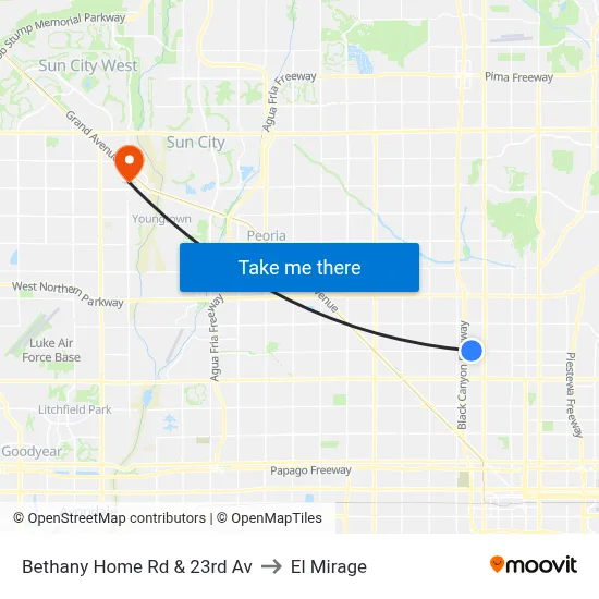 Bethany Home Rd & 23rd Av to El Mirage map