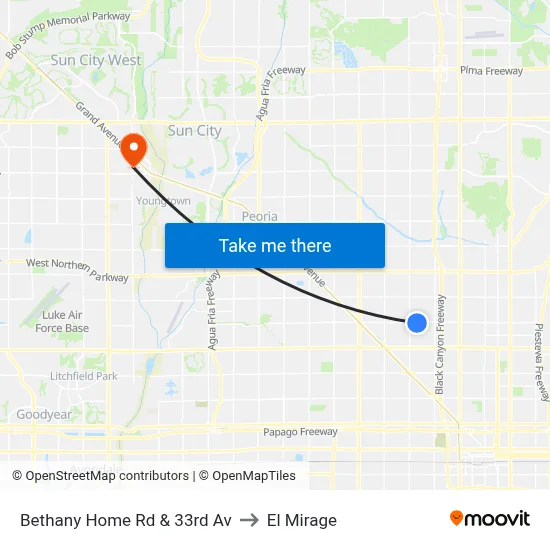 Bethany Home Rd & 33rd Av to El Mirage map
