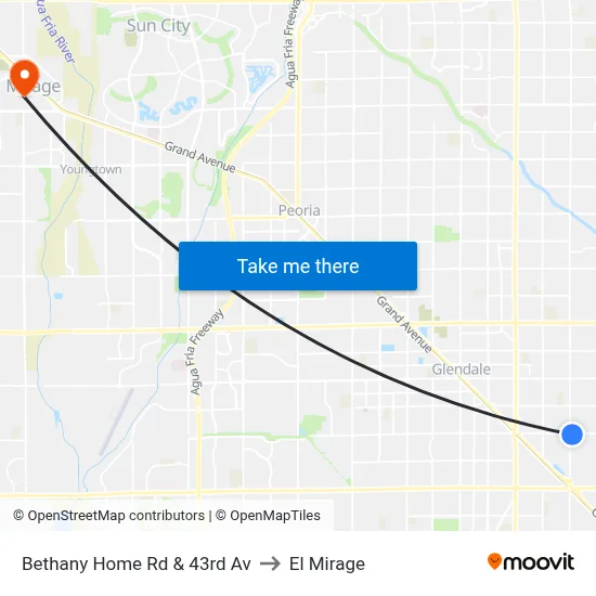 Bethany Home Rd & 43rd Av to El Mirage map