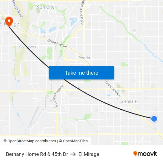 Bethany Home Rd & 45th Dr to El Mirage map