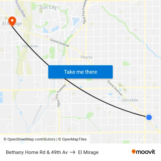 Bethany Home Rd & 49th Av to El Mirage map