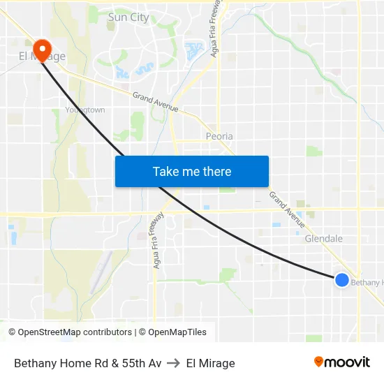 Bethany Home Rd & 55th Av to El Mirage map