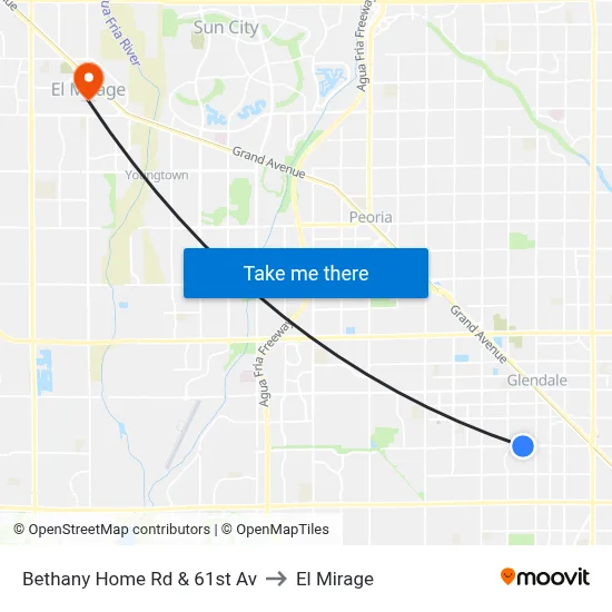 Bethany Home Rd & 61st Av to El Mirage map