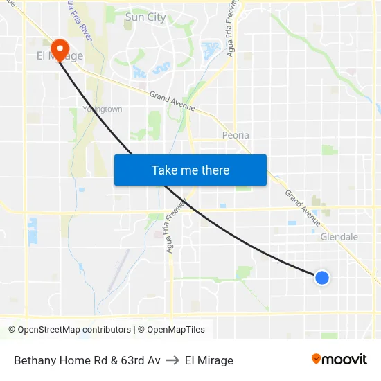 Bethany Home Rd & 63rd Av to El Mirage map