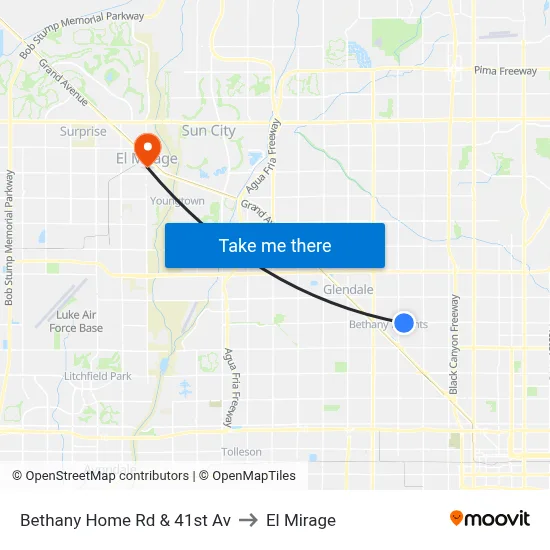 Bethany Home Rd & 41st Av to El Mirage map