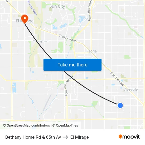 Bethany Home Rd & 65th Av to El Mirage map