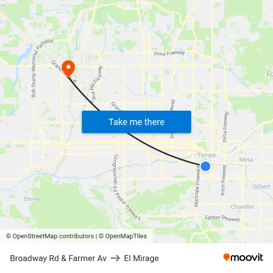 Broadway Rd & Farmer Av to El Mirage map