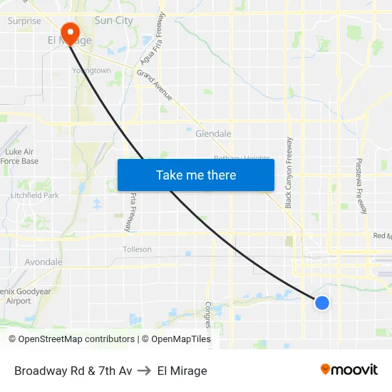 Broadway Rd & 7th Av to El Mirage map