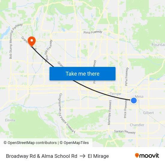 Broadway Rd & Alma School Rd to El Mirage map