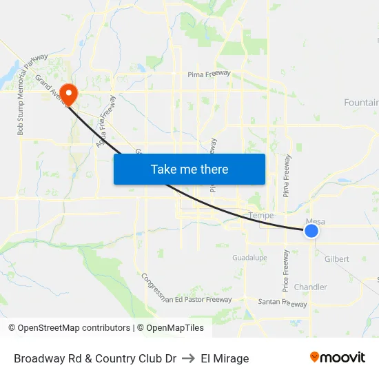 Broadway Rd & Country Club Dr to El Mirage map