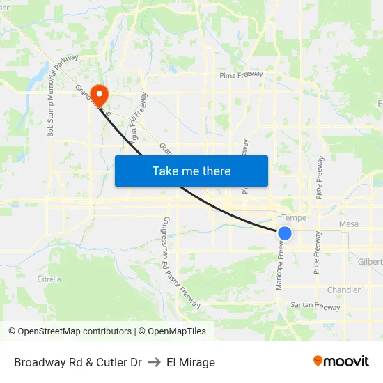 Broadway Rd & Cutler Dr to El Mirage map