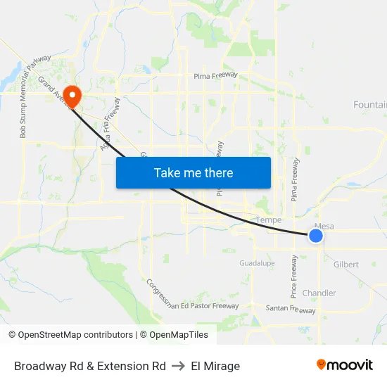 Broadway Rd & Extension Rd to El Mirage map