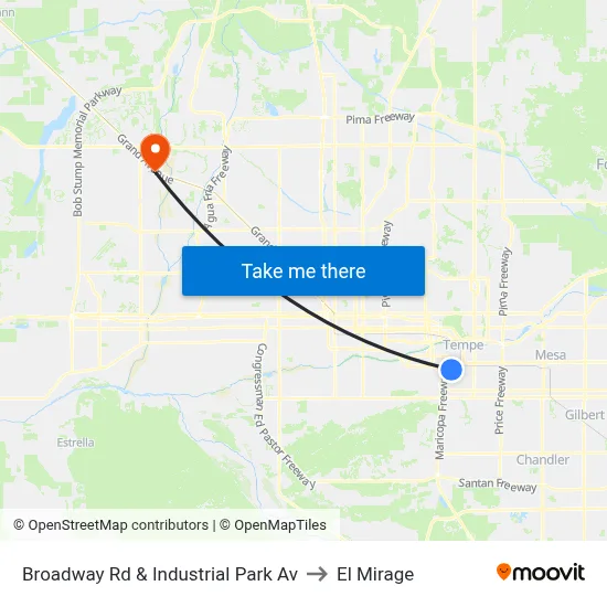 Broadway Rd & Industrial Park Av to El Mirage map