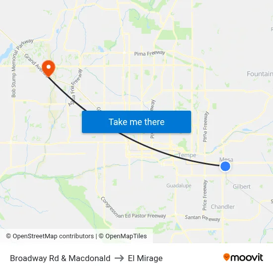 Broadway Rd & Macdonald to El Mirage map