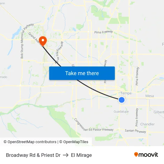 Broadway Rd & Priest Dr to El Mirage map
