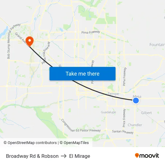 Broadway Rd & Robson to El Mirage map