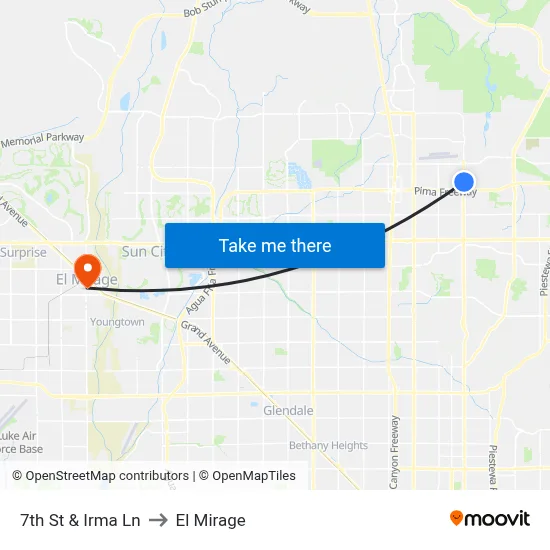 7th St & Irma Ln to El Mirage map