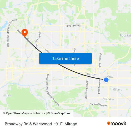 Broadway Rd & Westwood to El Mirage map