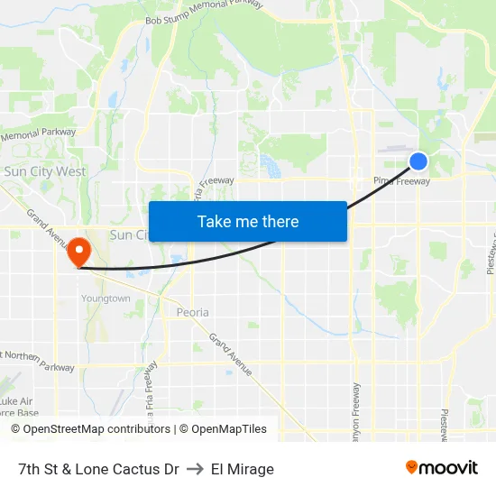 7th St & Lone Cactus Dr to El Mirage map