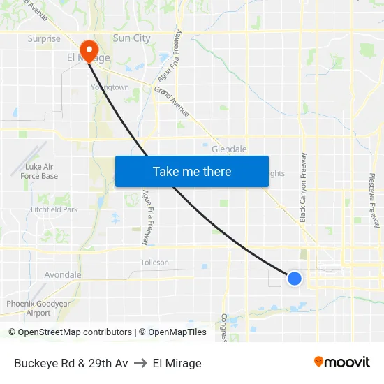 Buckeye Rd & 29th Av to El Mirage map