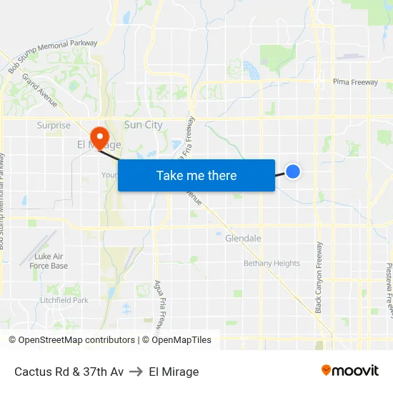 Cactus Rd & 37th Av to El Mirage map