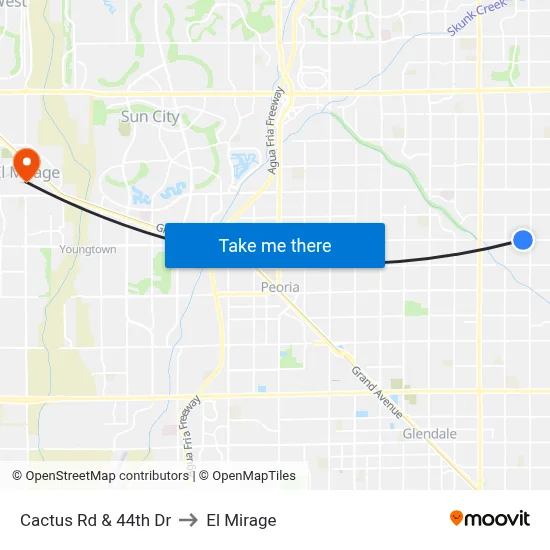 Cactus Rd & 44th Dr to El Mirage map