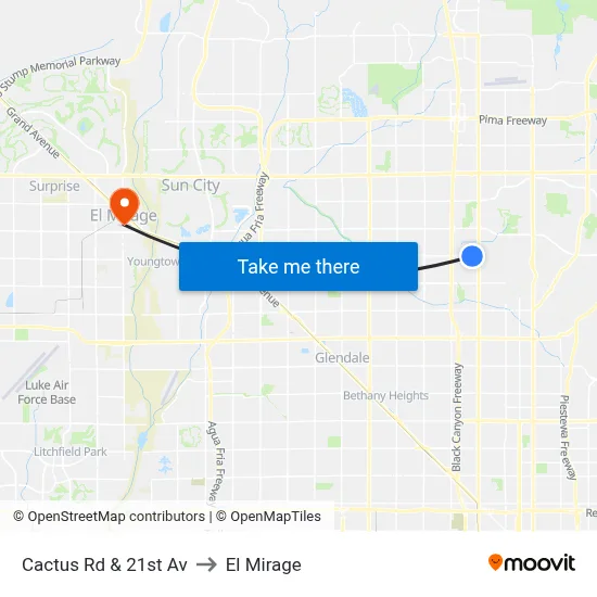 Cactus Rd & 21st Av to El Mirage map