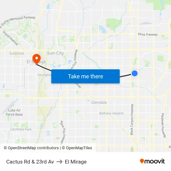 Cactus Rd & 23rd Av to El Mirage map