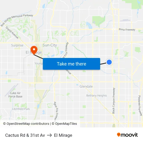 Cactus Rd & 31st Av to El Mirage map