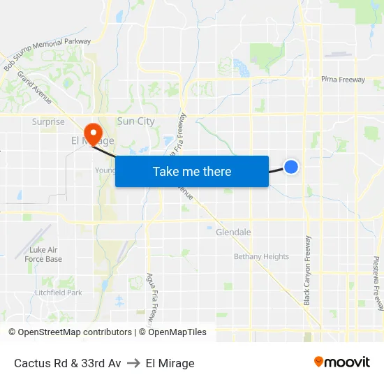 Cactus Rd & 33rd Av to El Mirage map