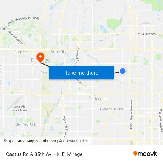 Cactus Rd & 35th Av to El Mirage map