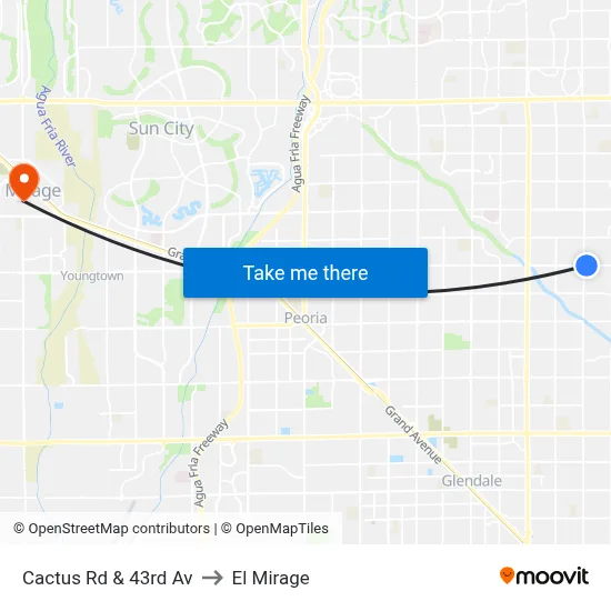 Cactus Rd & 43rd Av to El Mirage map