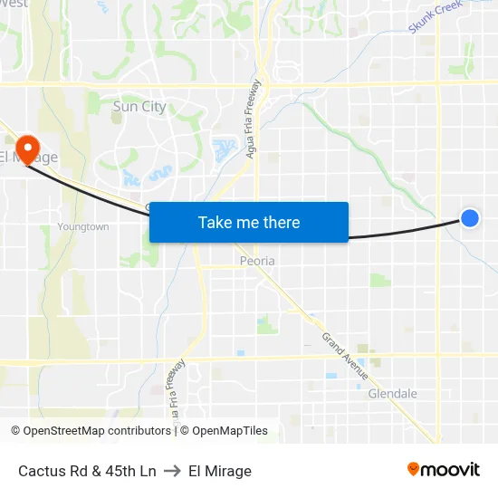 Cactus Rd & 45th Ln to El Mirage map